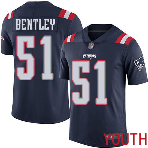 New England Patriots Football 51 Rush Vapor Limited Navy Blue Youth Ja Whaun Bentley NFL Jersey